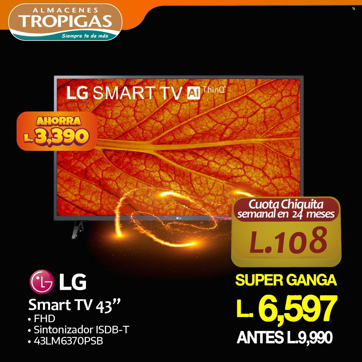 Folleto actual Almacenes Tropigas - Ventas - LG, Smart TV, televisor. Página 53.